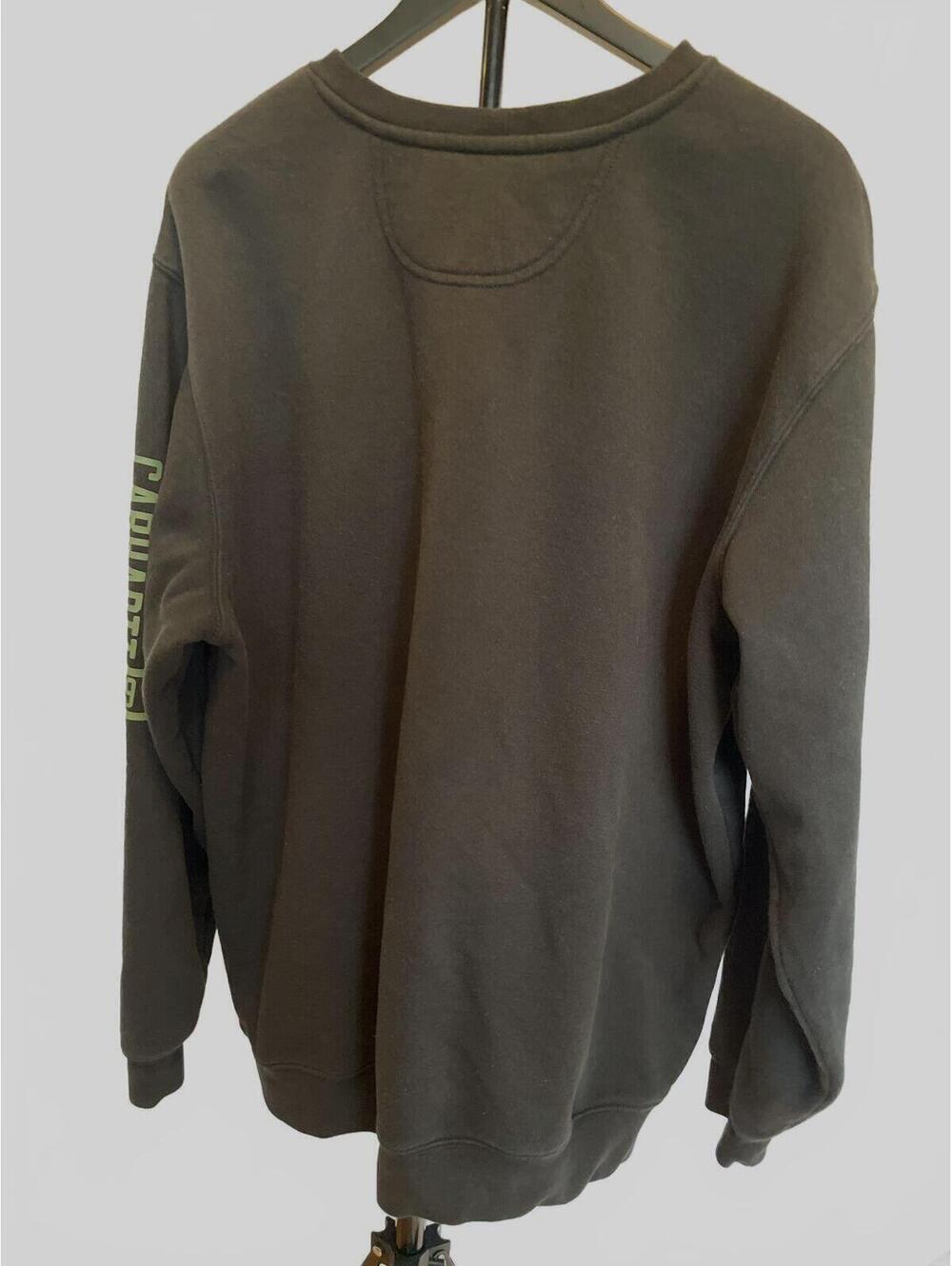 Carhartt 104441 Black Crewneck Sweatshirt XL Sleeve Green Logo Workwear 1889 - Picture 2 of 7